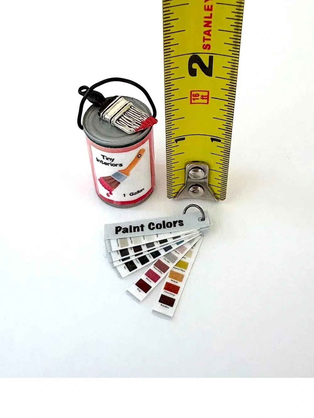 Dollhouse Miniature Paint Can Set w/ Roller Brush & Sample Colors Fashion Doll